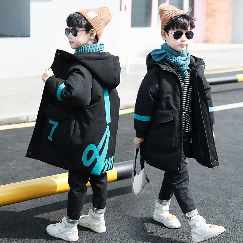Ropa de invierno Chaqueta acolchada de longitud media para niños grandes