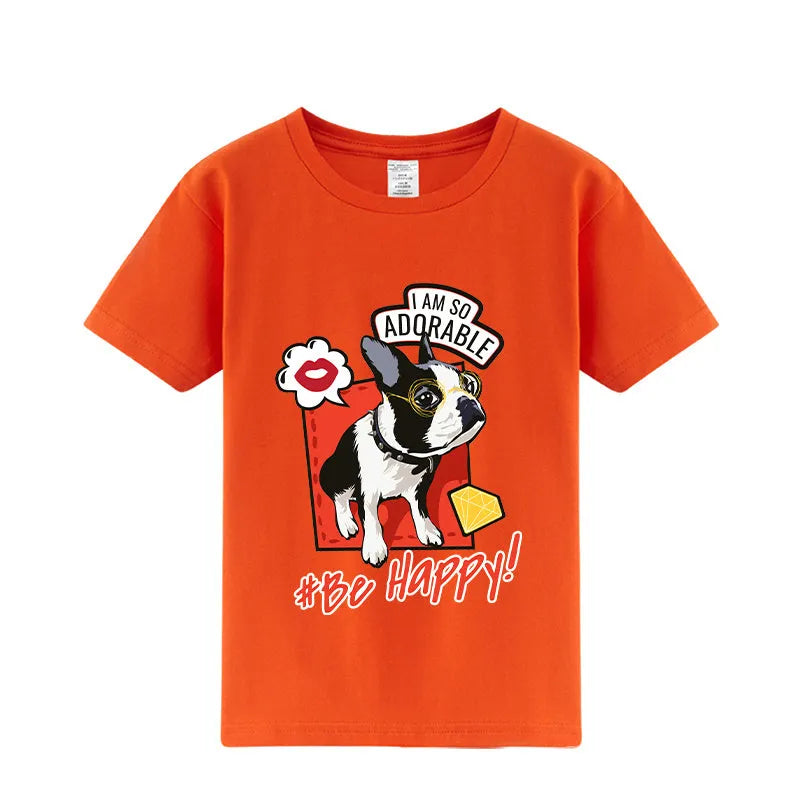 Camisa de media manga con estampado de bulldog francés lindo de verano