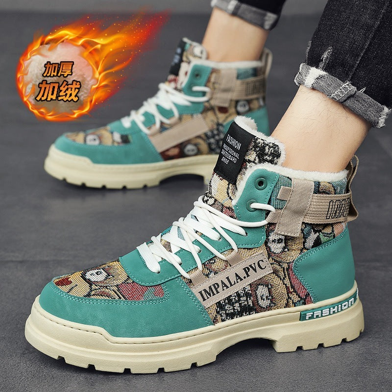 Botas Martin cálidas con forro polar, botas de trabajador, botas de motocicleta para hombre, zapatos de algodón de alta calidad para estudiantes