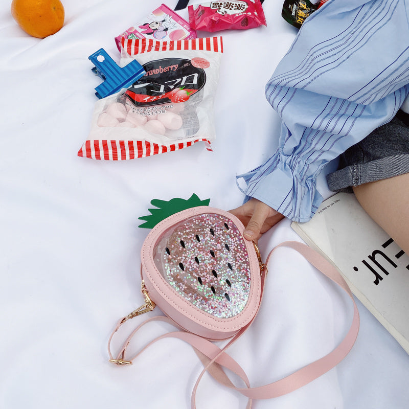 Bolso de verano para niños con diseño de piña y fresa, de un solo hombro