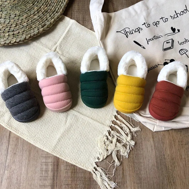Zapatillas de algodón para niños de color caramelo, zapatos caseros interiores y exteriores, niños y niñas