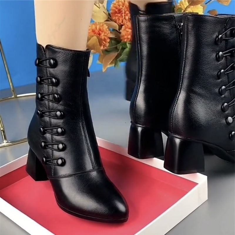 Botas de moda antideslizantes y resistentes al desgaste con cremallera y botón decorativo para mujer