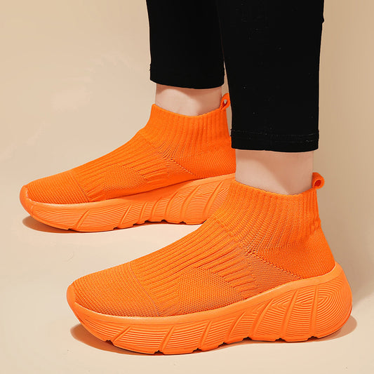 Pareja de zapatos tejidos voladores de caña alta Zapatos casuales de tendencia para hombres Slip-on