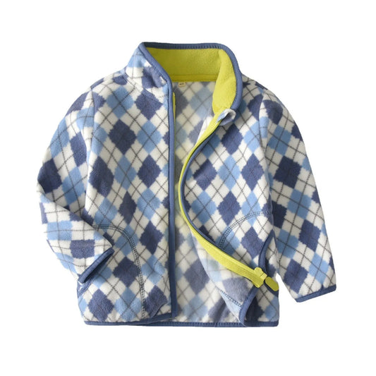 Chaqueta polar para niños Top con cremallera y estampado de rombos