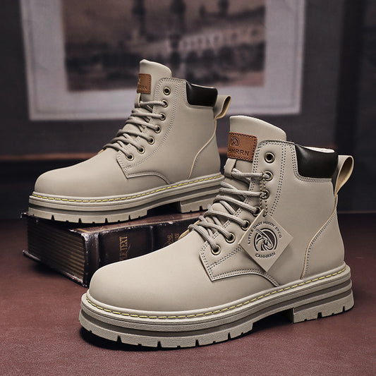 Botas de hombre Bota de trabajador de cuero vintage de talla grande