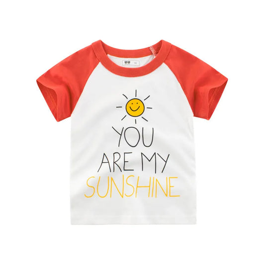 Verano Niños Algodón Cuello Redondo Mangas Cortas
