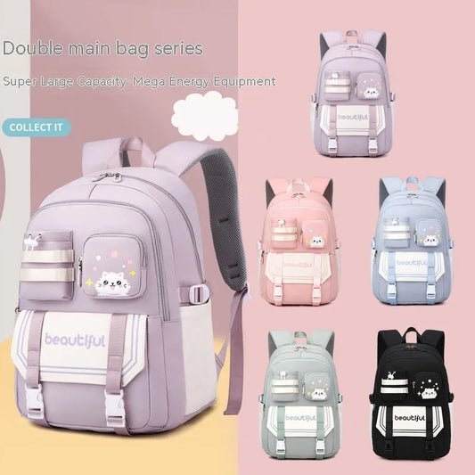 Mochila escolar de gran capacidad para niñas de escuela primaria linda