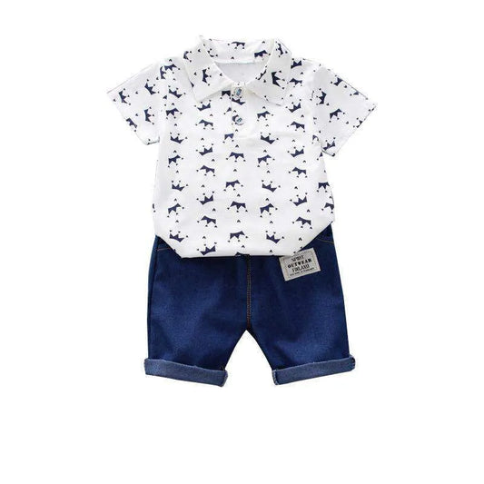 Traje de Polo para niños, ropa de bebé de manga corta con corona masculina de verano