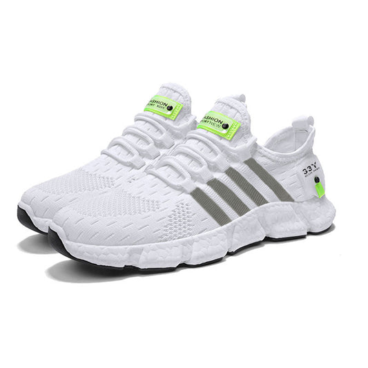 Lying Weave Zapatos para correr para hombre, zapatillas ligeras de palomitas de maíz, zapatos deportivos cómodos para caminar, zapatos casuales para seguir corriendo