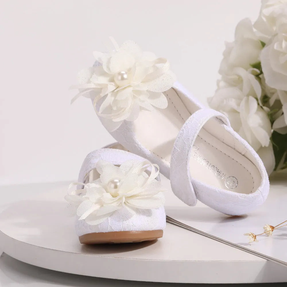 Zapatos de vestir para niñas Zapatos de princesa con encaje de flores