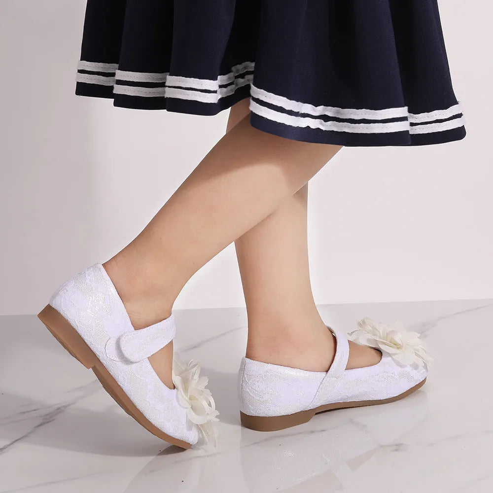 Zapatos de vestir para niñas Zapatos de princesa con encaje de flores