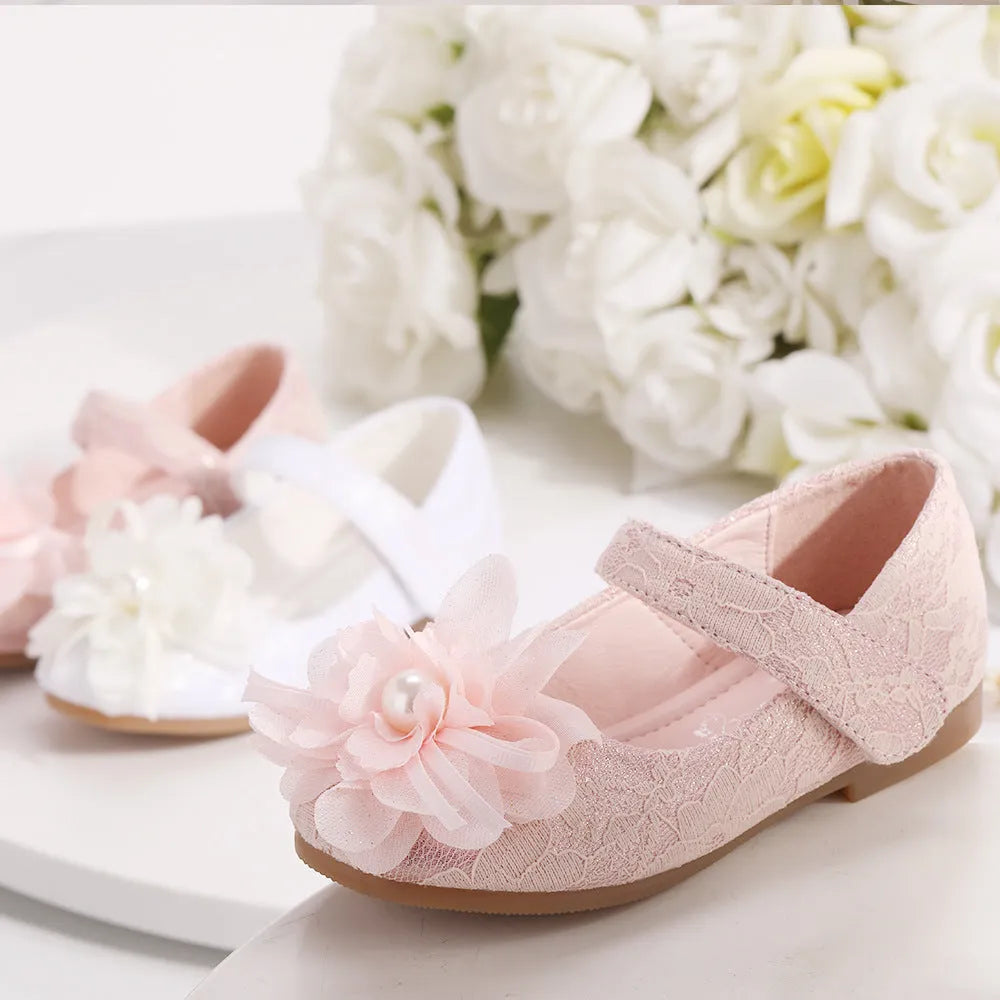 Zapatos de vestir para niñas Zapatos de princesa con encaje de flores
