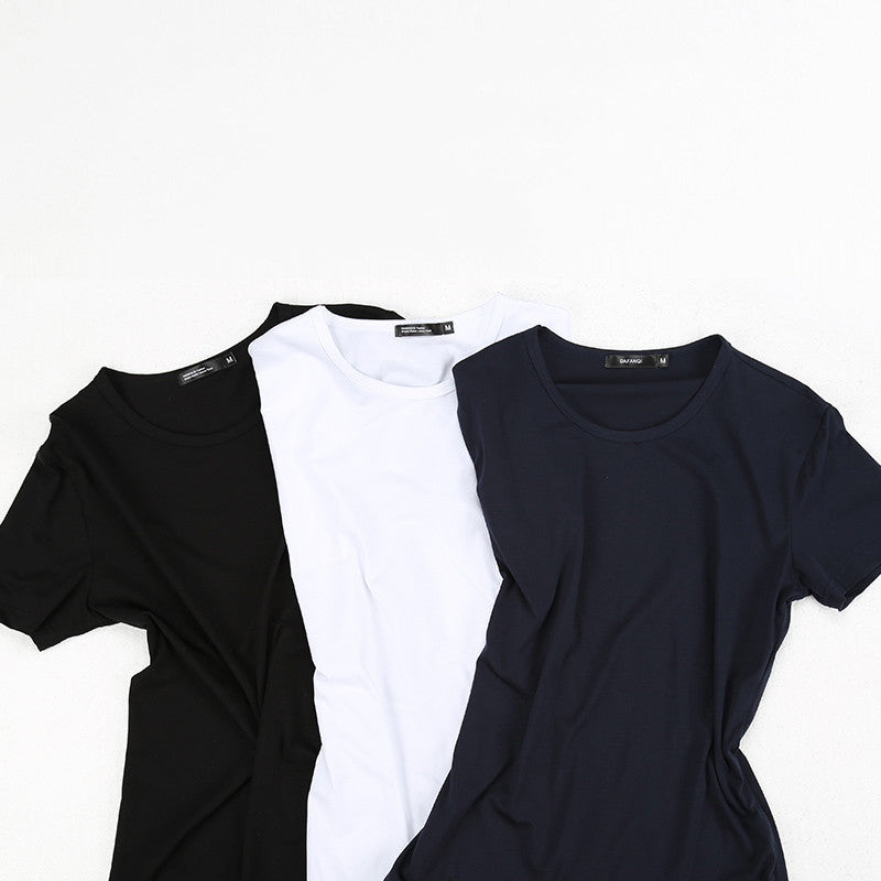3 Piezas Camiseta De Manga Corta De Color Sólido Ropa para Hombre Verano Cuello Redondo Delgado Camisa De Fondo De Algodón De Moda Ajustada De Media Manga Hombres