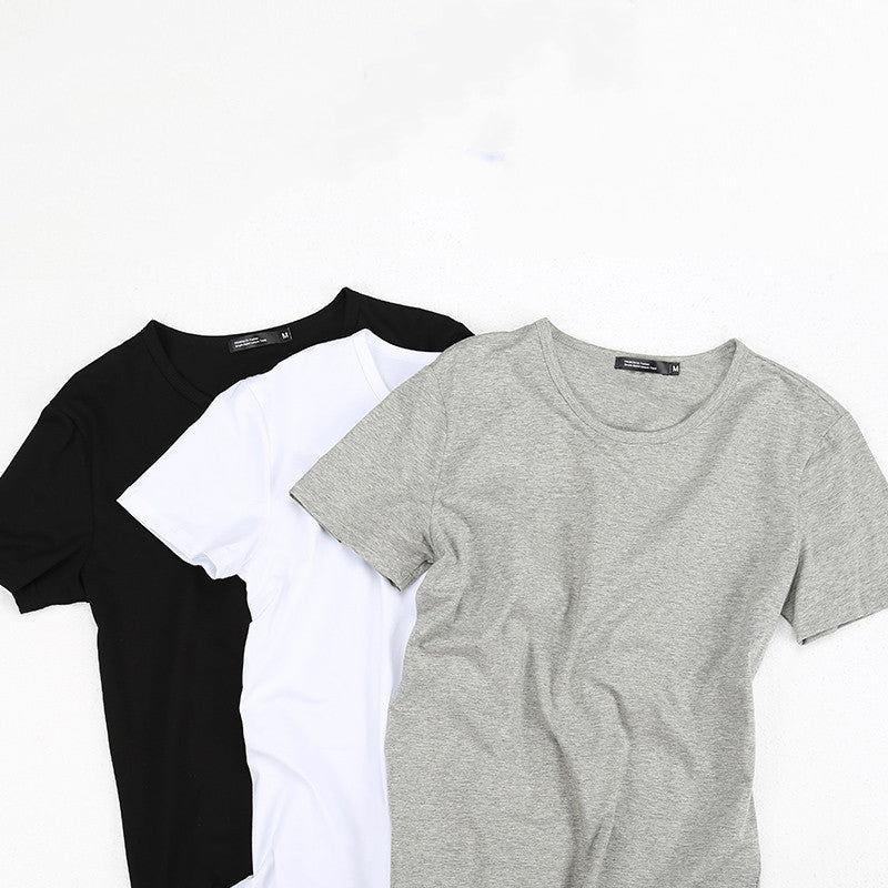 3 Piezas Camiseta De Manga Corta De Color Sólido Ropa para Hombre Verano Cuello Redondo Delgado Camisa De Fondo De Algodón De Moda Ajustada De Media Manga Hombres