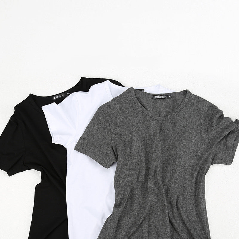 3 Piezas Camiseta De Manga Corta De Color Sólido Ropa para Hombre Verano Cuello Redondo Delgado Camisa De Fondo De Algodón De Moda Ajustada De Media Manga Hombres