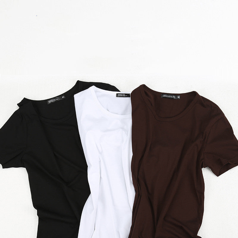 3 Piezas Camiseta De Manga Corta De Color Sólido Ropa para Hombre Verano Cuello Redondo Delgado Camisa De Fondo De Algodón De Moda Ajustada De Media Manga Hombres