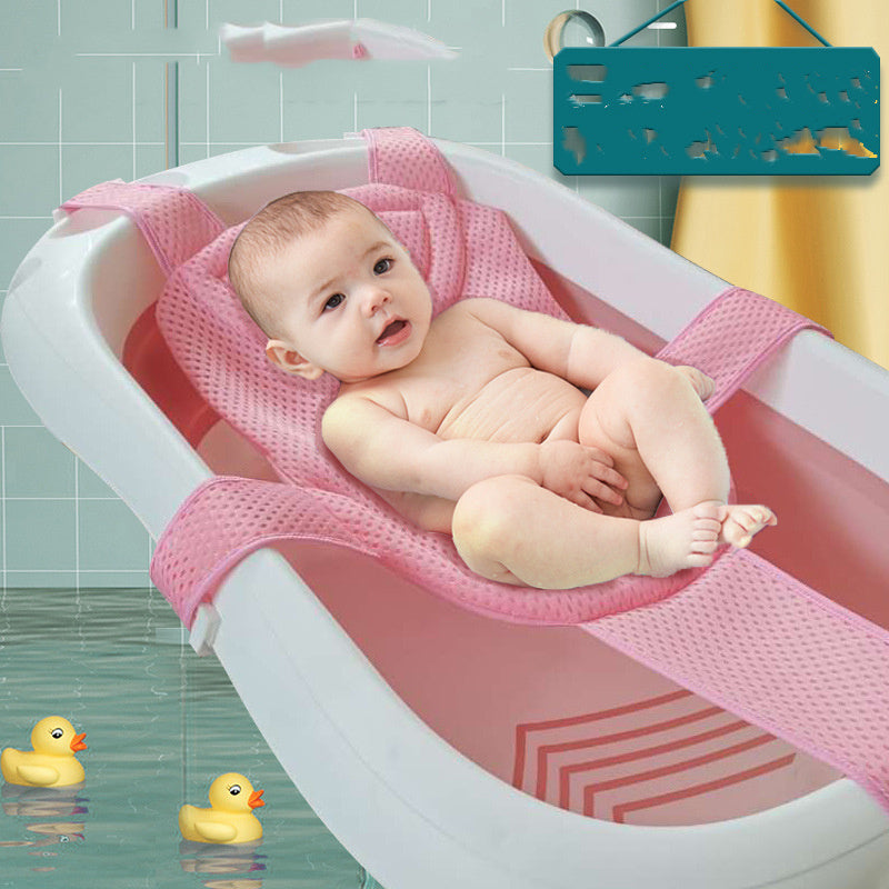 Bolsa de red Universal para ducha de bebé, estante de baño para sentarse y tumbarse, artefacto de baño para bebé, soporte de red, alfombra de baño para cama de baño para niños