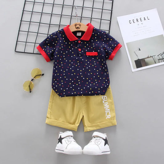 Ropa infantil de dos piezas de dibujos animados de manga corta