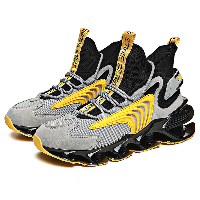 Zapatos viejos de suela gruesa y malla tejida con mosca transpirable, calcetines deportivos informales, zapatos para correr