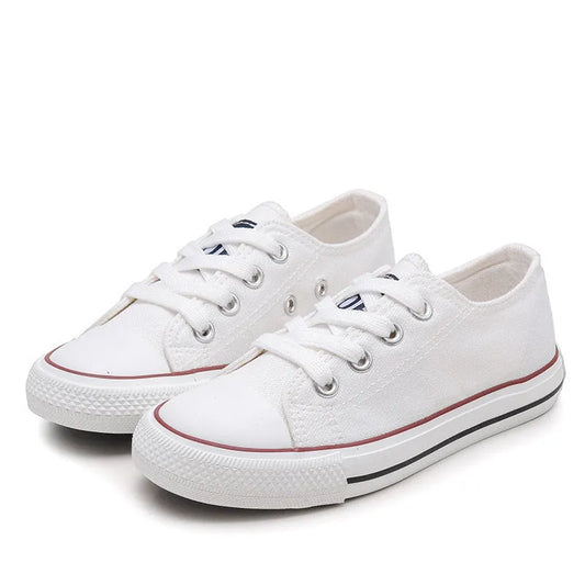 Zapatos blancos con cordones para niños y niñas