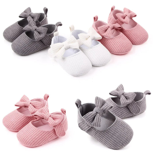 Zapatos de bebé de punto de lana con lazo Mocasines Zapatos de princesa Zapatos de bebé