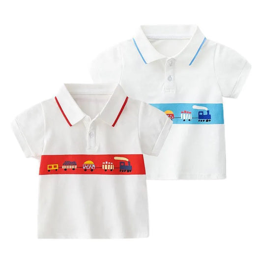 Polo de manga corta para niño con diseño de coche de dibujos animados
