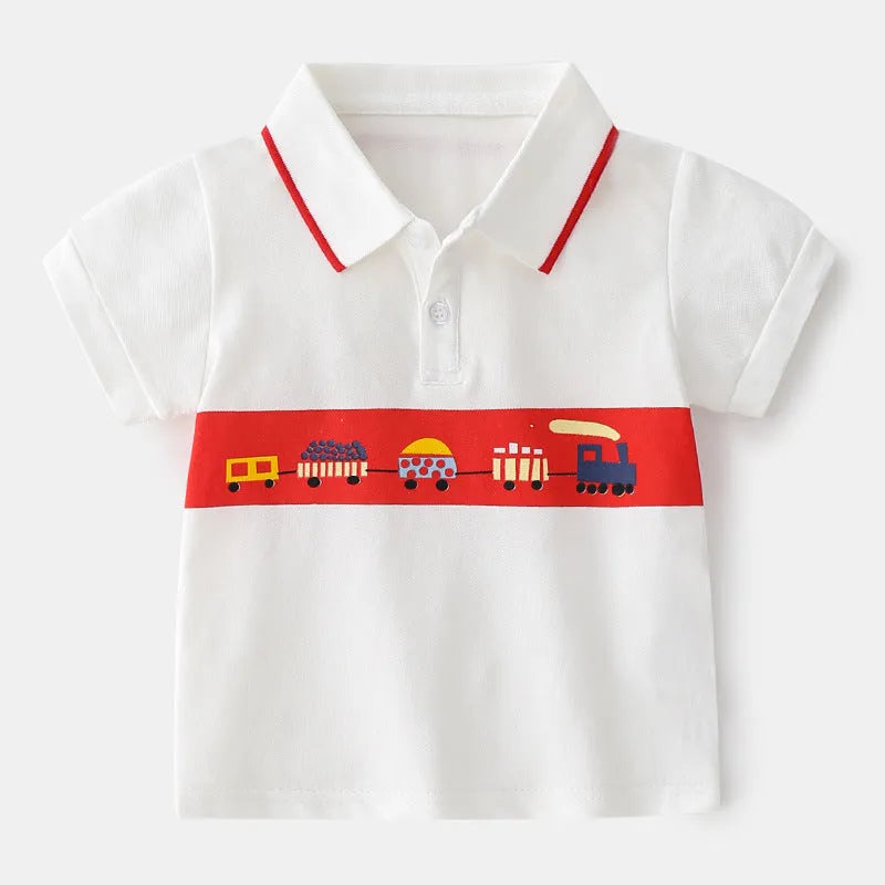 Polo de manga corta para niño con diseño de coche de dibujos animados