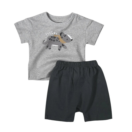 Camiseta de manga corta de algodón para bebé de estilo occidental, pantalones cortos, traje suelto para hombres y mujeres
