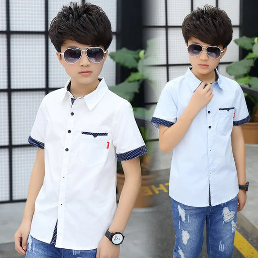 Camisa De Manga Corta De Lunares Para Niño
