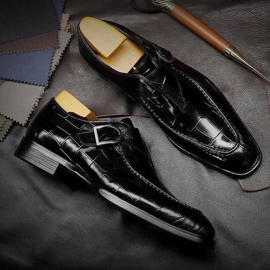 Zapatos planos de negocios con patrón clásico, zapatos de cuero de vestir formales de diseñador para hombres, mocasines para hombres, zapatos de regalo de San Valentín