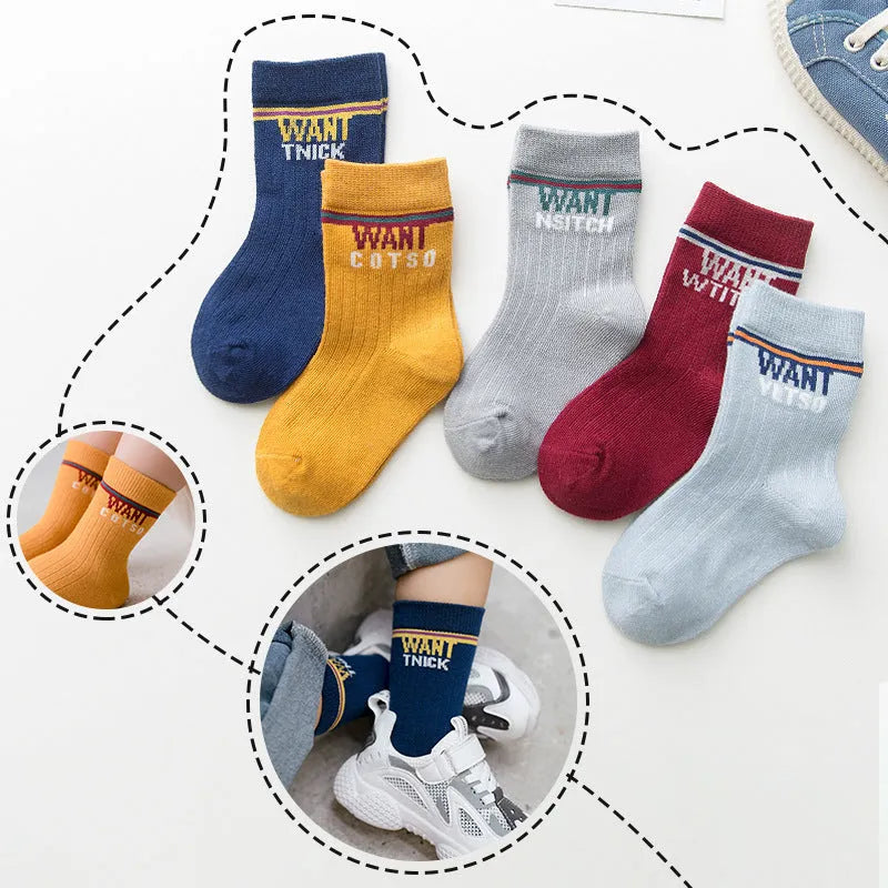 Paquete post otoño e invierno calcetines para niños calcetines deportivos 5 pares