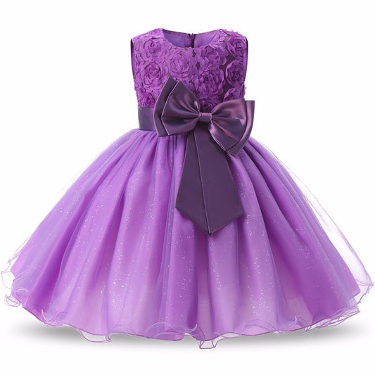 Vestido de princesa de flores para niña, tutú de verano, vestidos de fiesta de cumpleaños y boda