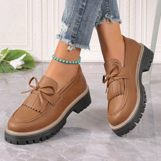 Mocasines con hebilla de moda para mujer Zapatos casuales de suela gruesa con aumento de altura de estilo británico