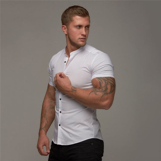 Nueva camisa de verano, ropa deportiva, Tops de algodón, camisas deportivas de manga corta, camisa corta transpirable de moda informal para hombre