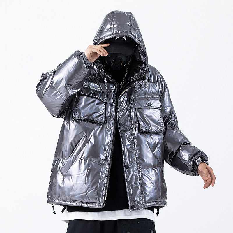 Parkas tipo Cargo reflectantes oscuros, chaquetas para hombre, ropa informal estilo Hip Hop, chaquetas acolchadas, cazadora Harajuku, Parka, abrigos, ropa técnica