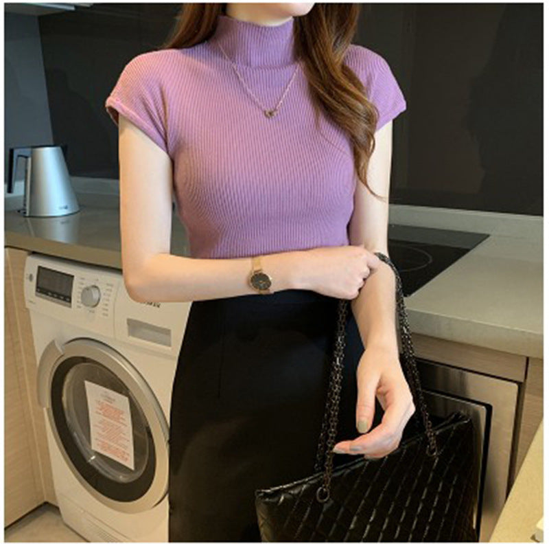 Women's Short-sleeved Sweater Inner Tight Sweater
