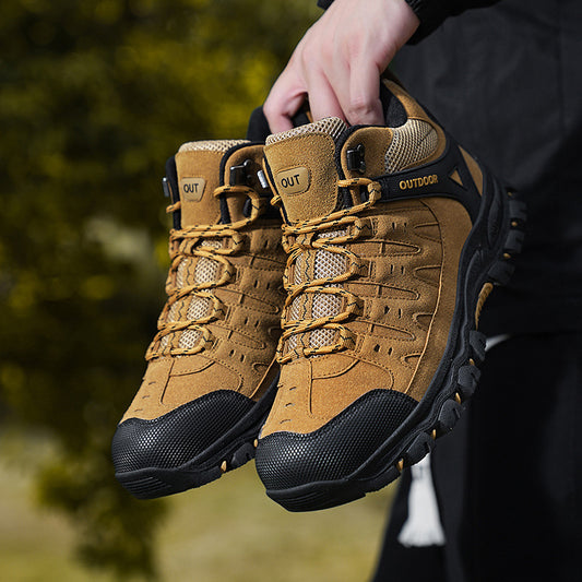Zapatos de senderismo de talla grande para hombre, caña alta, antideslizantes, resistentes al desgaste