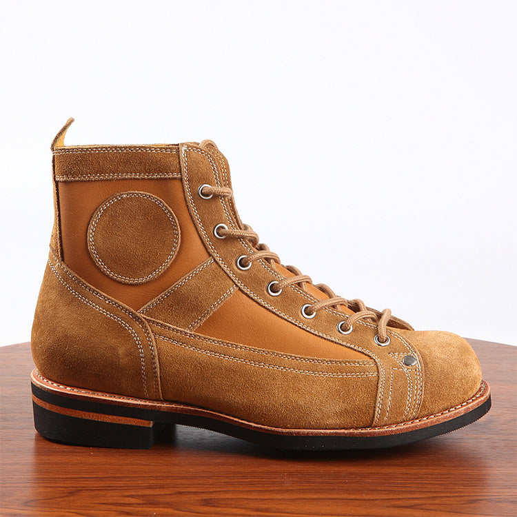 Botines de trabajo de paracaidista con costuras de cuero