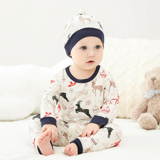 Pijamas de bebé de fibra de bambú para niños.