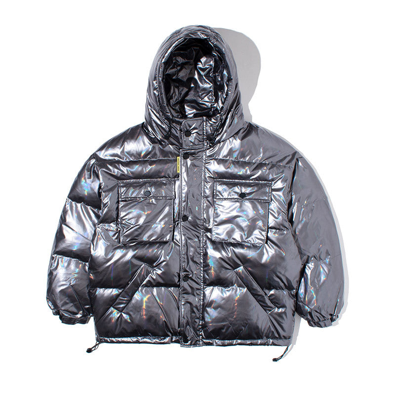 Parkas tipo Cargo reflectantes oscuros, chaquetas para hombre, ropa informal estilo Hip Hop, chaquetas acolchadas, cazadora Harajuku, Parka, abrigos, ropa técnica