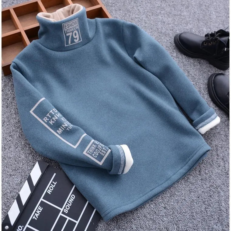 Camiseta de manga larga de invierno Suéter de cuello alto para niños