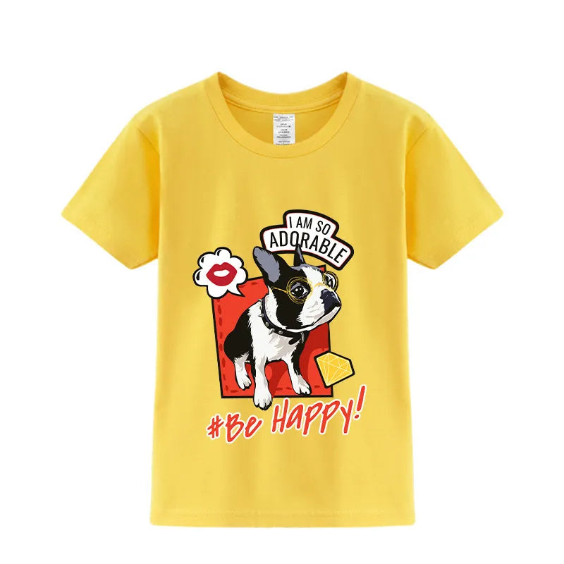 Camisa de media manga con estampado de bulldog francés lindo de verano