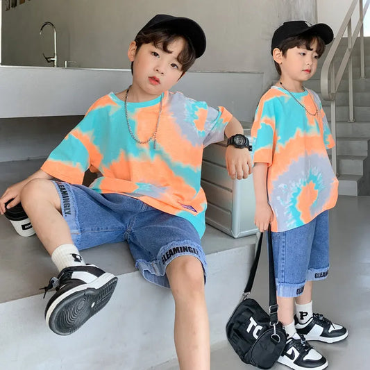 Conjunto de pantalones cortos de camiseta casual de verano para niños
