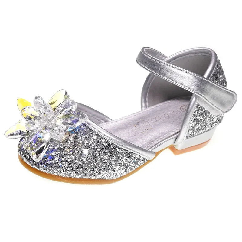 Zapatos de cristal para niñas, zapatos individuales con diamantes de imitación.