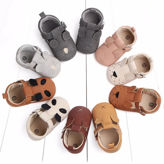 Primavera y otoño zapatos de bebé de animales de dibujos animados de cuero mate antideslizante zapatos de bebé de fondo suave al por mayor 0884 