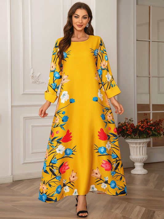 Vestido musulmán Abaya con estampado de diamantes de imitación para mujer de Dubái