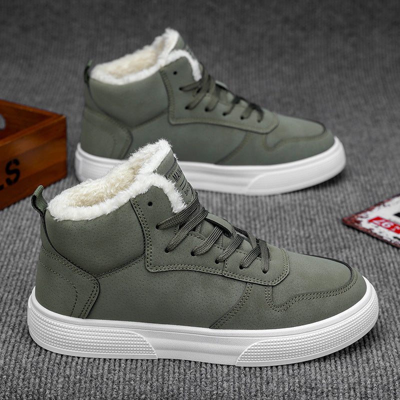 Zapatos de algodón deportivos de moda informal con forro polar cálido de invierno de talla grande para hombre