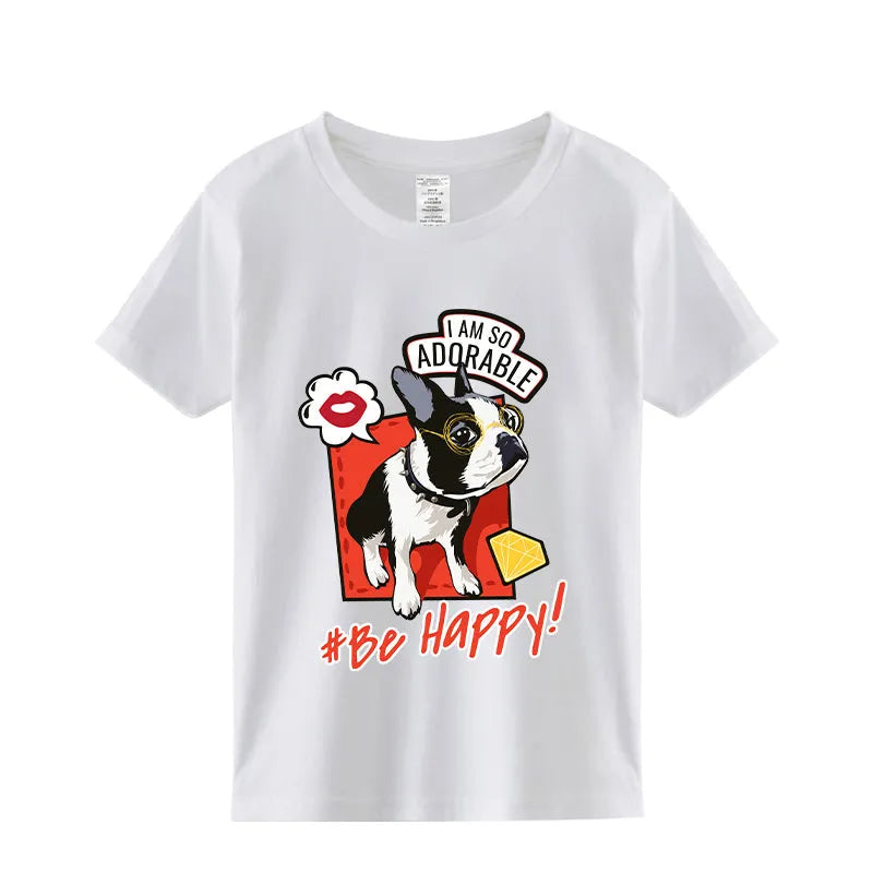 Camisa de media manga con estampado de bulldog francés lindo de verano