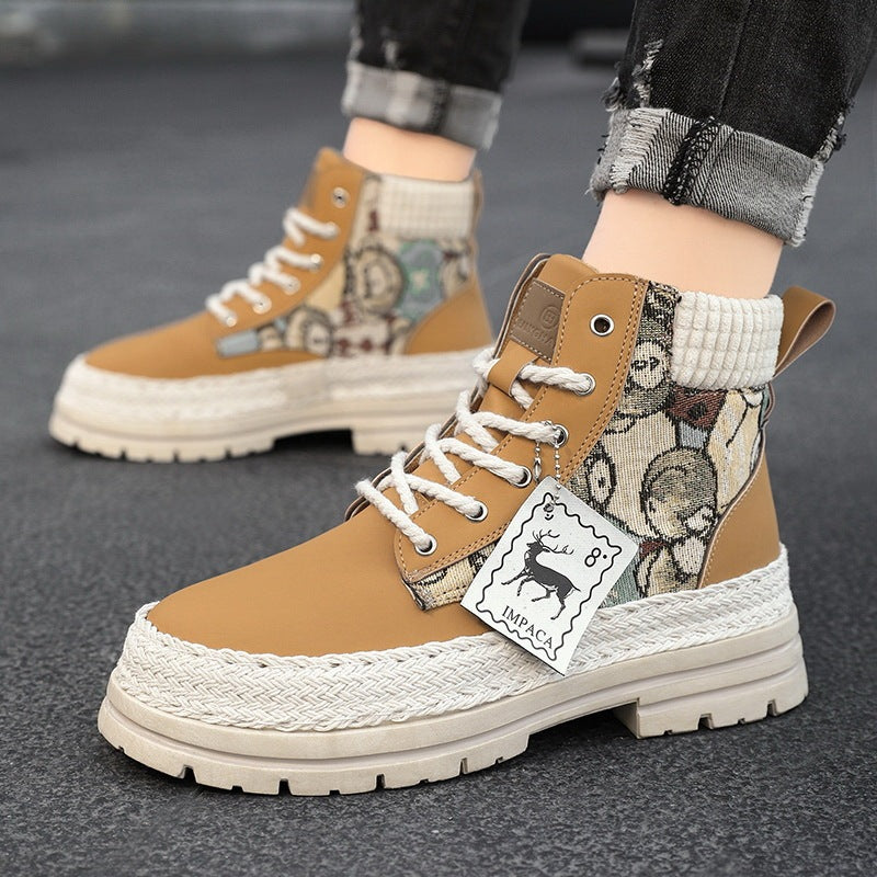 Zapatos de caña alta con botas de trabajo informales que combinan con todo para hombre