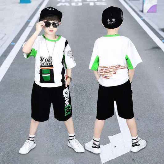 Conjunto de dos piezas para niños medianos y grandes con ropa deportiva holgada de verano para niños